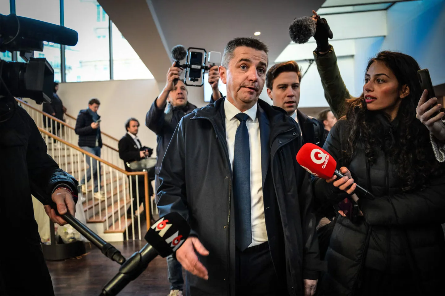 Le maire de Saint-Etienne, Gaël Perdriau, au tribunal correctionnel de Lyon, le 1ᵉʳ décembre 2025.