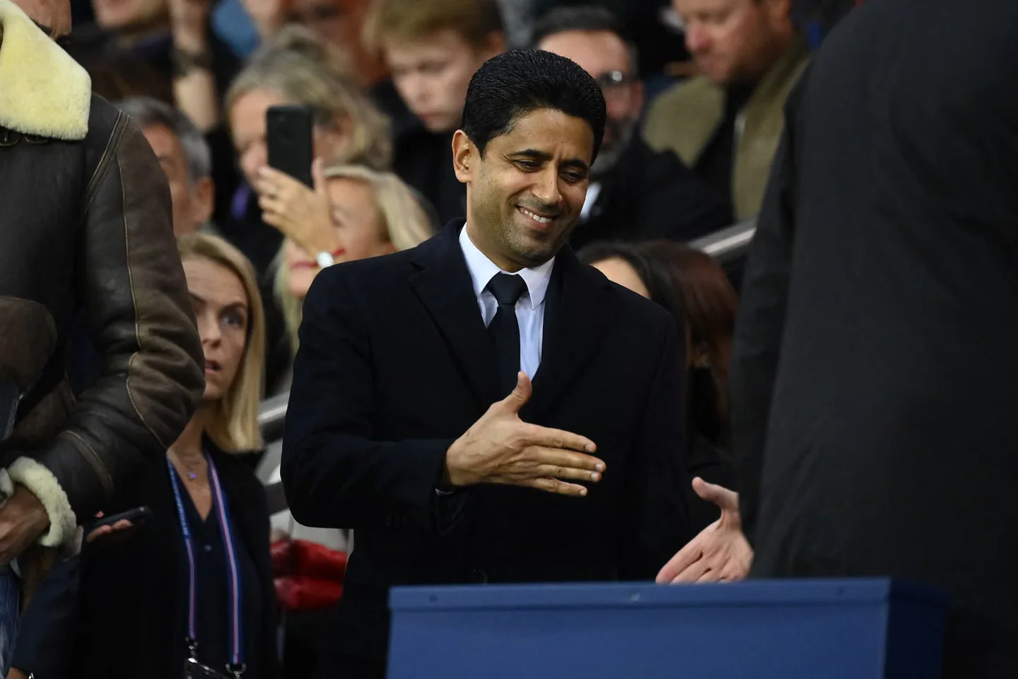 Le président qatari du Paris-Saint-Germain, Nasser Al-Khelaïfi, lors du match de football entre le PSG et l’OGC Nice, au stade du Parc des Princes, à Paris, le 1er octobre 2022.