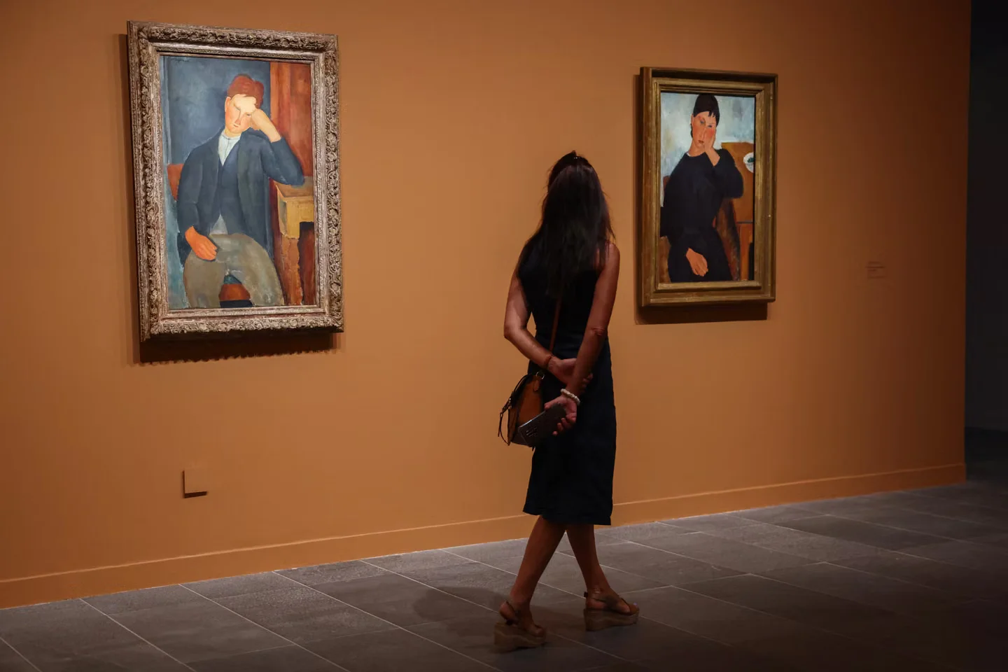 Exposition dédiée au peintre italien Amadeo Modigliani (1884-1920), au musée de l’Orangerie, à Paris, le 15 septembre 2023.