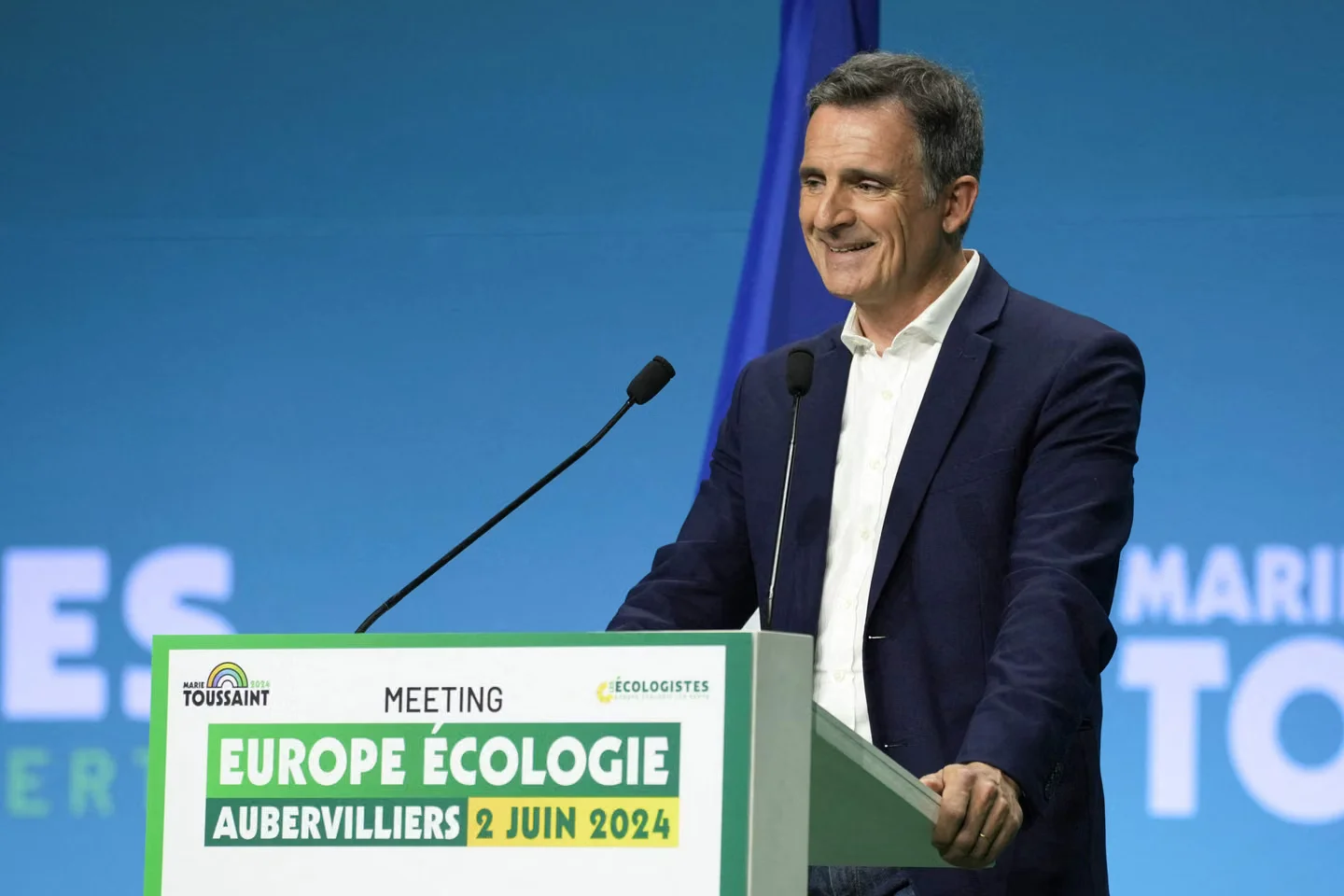Eric Piolle lors d’un meeting à Aubervilliers (Seine-Saint-Denis), le 2 juin 2024.